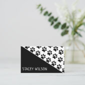 Carte De Visite Marcheuse De Chien Noir Et Blanc Moderne Ou Groome (Debout devant)