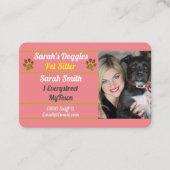 Carte De Visite Marcheuse professionnelle pour chien rose (Devant)