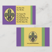 Carte De Visite Mardi gras Fleur de lis de rayure (Devant / Derrière)