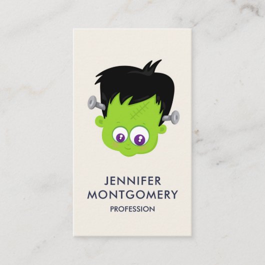 Carte De Visite Mare Green Frankenstein Monster face Halloween (Devant)
