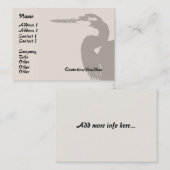 Carte De Visite Marécages d'animaux de faune d'oiseau de héron (Devant / Derrière)