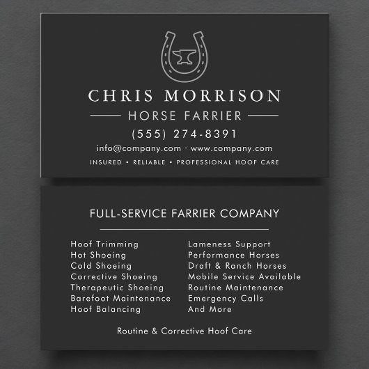 Carte De Visite Maréchalerie de chevaux 