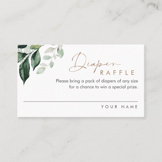 Carte De Visite MAREE Greenery Diaper Raffle Card (set de 100) (Devant)