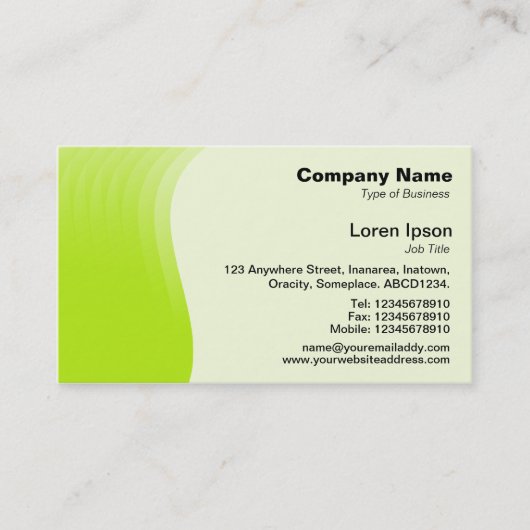 Carte De Visite Marge d'onde v2 - Vert jaune (Devant)