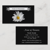 Carte De Visite Marguerite blanche chic sur l'arrière - plan noir (Devant / Derrière)