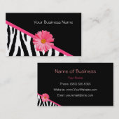 Carte De Visite Marguerite de rose de motif de zèbre (Devant / Derrière)