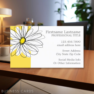 Carte De Visite Marguerite lunaire jaune et blanc avec texte perso