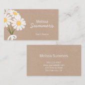 Carte De Visite Marguerites blanches florales élégantes rustiques (Devant / Derrière)