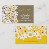 Carte De Visite Marguerites blanches lunatiques et coccinelles (Devant / Derrière)