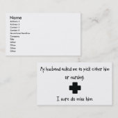 Carte De Visite Mari ou soins de sélection (Devant / Derrière)