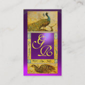 Carte De Visite MARIAGE AMOUR PAON MONOGRAMME améthyste violet (Dos)