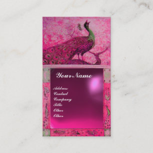 Carte De Visite MARIAGE AMOUR PAON MONOGRAMME rose violet améthyst