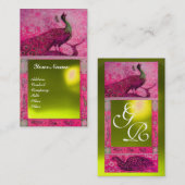 Carte De Visite MARIAGE AMOUR PAON MONOGRAMME topaze rose jaune (Devant / Derrière)