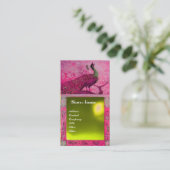 Carte De Visite MARIAGE AMOUR PAON MONOGRAMME topaze rose jaune (Debout devant)