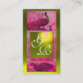 Carte De Visite MARIAGE AMOUR PAON MONOGRAMME topaze rose jaune (Dos)