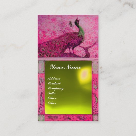 Carte De Visite MARIAGE AMOUR PAON MONOGRAMME topaze rose jaune (Devant)