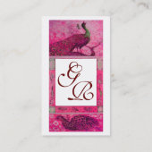 Carte De Visite MARIAGE AMOUR PAONS MONOGRAMME Rose Fuchsia Blanc (Dos)