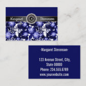 Carte De Visite Mariage Anniversaire gris ruban satin perles flora (Devant / Derrière)