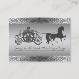 Carte De Visite Mariage Argent Et Noir Horse & Carriage Design