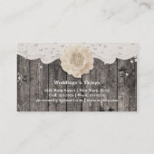 Carte De Visite Mariage Bois Rustique Fleur Blanche & Perles Roman (Dos)