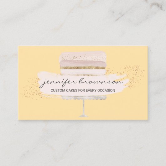 Carte De Visite Mariage Cake Logo Occasion Party Sweet jaune (Devant)