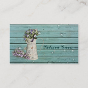 Carte De Visite mariage campagnard floral de barnwood turquoise