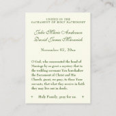 Carte De Visite Mariage catholique Favoriser Croix céleste verte i (Dos)