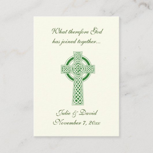 Carte De Visite Mariage catholique Favoriser Croix céleste verte i (Devant)