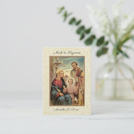 Carte De Visite Mariage catholique Favoriser la Sainte Famille Car (Debout devant)