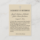 Carte De Visite Mariage catholique Favoriser la Sainte Famille Car (Dos)
