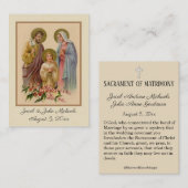 Carte De Visite Mariage catholique Favoriser la Sainte Famille Car (Devant / Derrière)