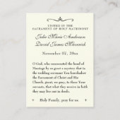 Carte De Visite Mariage catholique Favoriser le souvenir de la Sai (Dos)