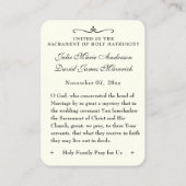 Carte De Visite Mariage catholique privilégier les Roses élégants  (Dos)