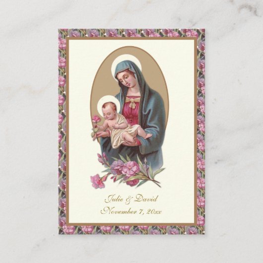 Carte De Visite Mariage catholique Sainte prière Marie Jésus Flora (Devant)