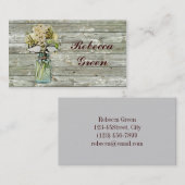 Carte De Visite mariage champêtre floral avec pot en verre (Devant / Derrière)