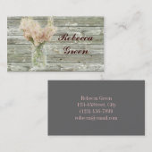 Carte De Visite mariage champêtre floral avec pot en verre (Devant / Derrière)