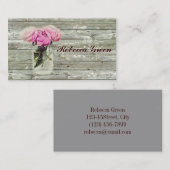 Carte De Visite mariage champêtre rustique avec rose en pot mason (Devant / Derrière)