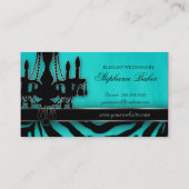 Carte De Visite Mariage Chandelier Événement Planificateur Blue Si (Dos)