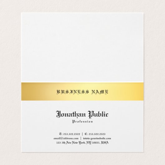 Carte De Visite Mariage Classique Élégant Texte Noir Or Simple (Intérieur déplié)