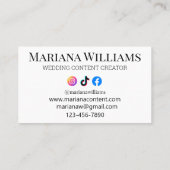 Carte De Visite MARIAGE CONTENT CREATOR 8 photos collage (Dos)