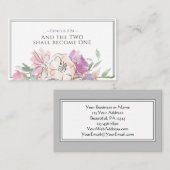Carte De Visite Mariage d'aquarelle couleur rose pâle violet (Devant / Derrière)