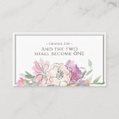 Carte De Visite Mariage d'aquarelle couleur rose pâle violet (Devant)