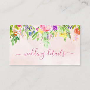 Carte De Visite Mariage d'aquarelle rose florale