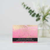 Carte De Visite *~* Mariage de beauté Gold Foil PINK Élégant  (Debout devant)