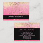 Carte De Visite *~* Mariage de beauté Gold Foil PINK Élégant  (Devant / Derrière)