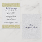 Carte De Visite Mariage de boucle diamante du ruban jaune FAUX Nav (Devant / Derrière)