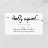 Carte De Visite Mariage de calligraphie simple en ligne RSVP (Devant)