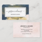 Carte De Visite Mariage de Parties scintillant Abstraite Indigo Wa (Devant / Derrière)