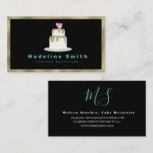 Carte De Visite Mariage Décorateur de gâteaux Logo Tiers Or (Devant / Derrière)