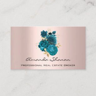 Carte De Visite Mariage d'événement PlannerTeal Gold Rose Logo QR 